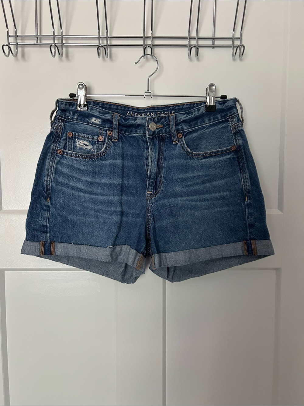 American Eagle Outfitters Blue Cuffed Denim Women's Shorts